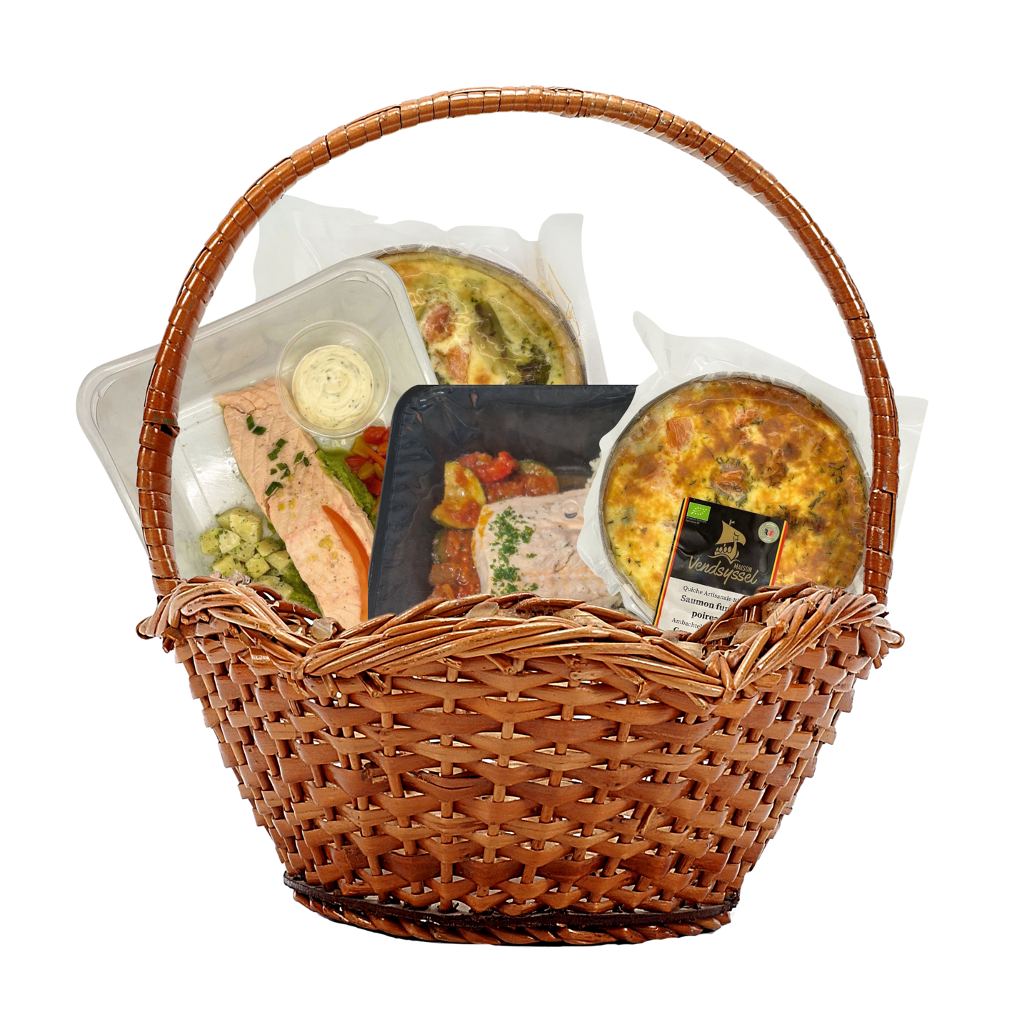 Panier anti gaspillage de plats préparés base de saumon.