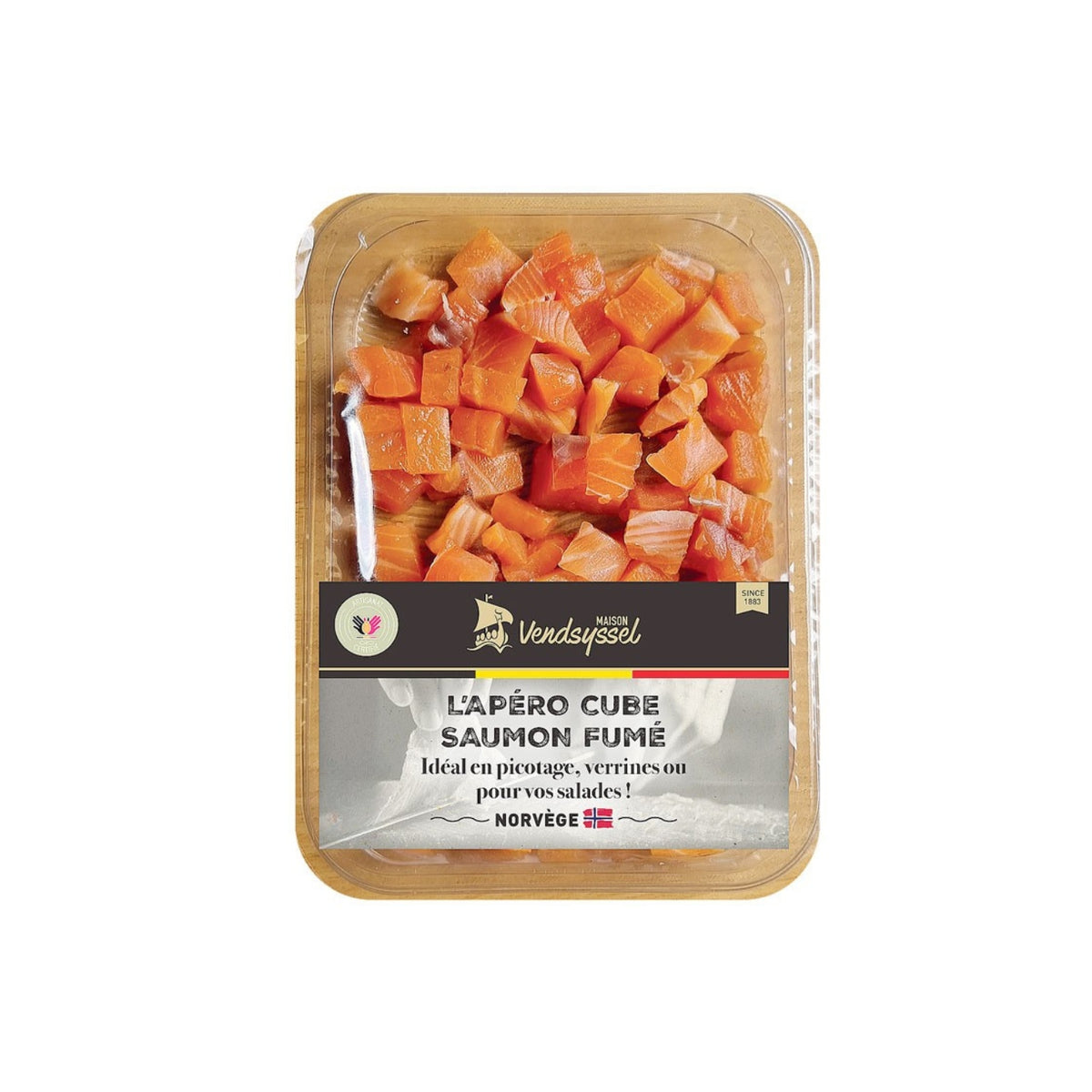 Dés de saumon de Norvège fumé de 170g Maison Vendsyssel.