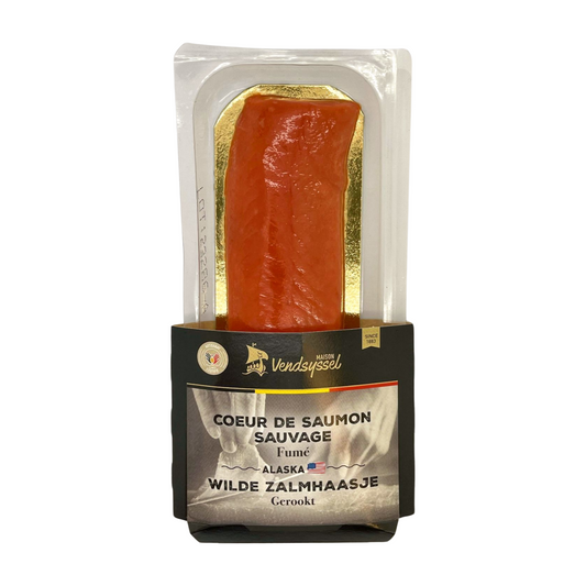 Cœur de saumon sauvage fumé nature d'Alaska 100g Maison Vendsyssel by DFM Saveurs.