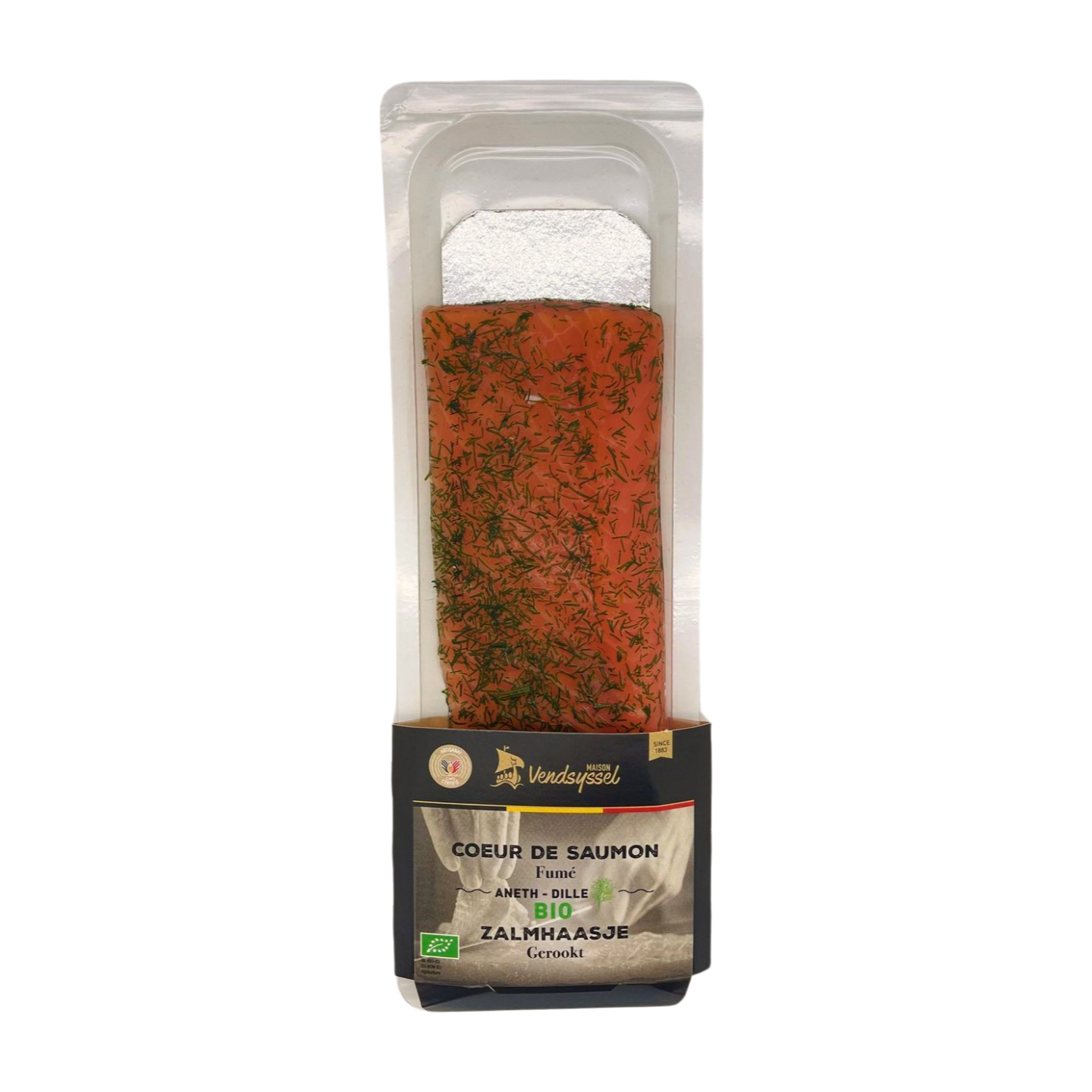 Cœur de saumon fumé bio 120g aromatisé à l'aneth Maison Vendsyssel by DFM Saveurs.