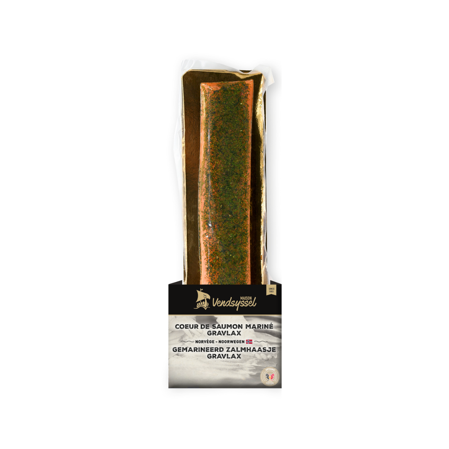 Cœur de saumon ASC cru mariné Gravadlax Maison Vendsyssel 300g.