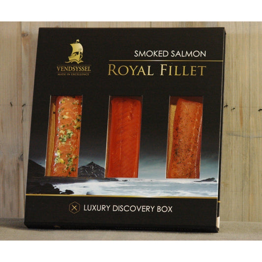 Boîte découverte de 3 cœurs de saumon fumé (3x100g) Maison Vendsyssel by DFM Saveurs. Un cœur de saumon citron basilic, un cœur de saumon sauvage d'Alaska, un cœur de saumon à la poudre de truffe . 